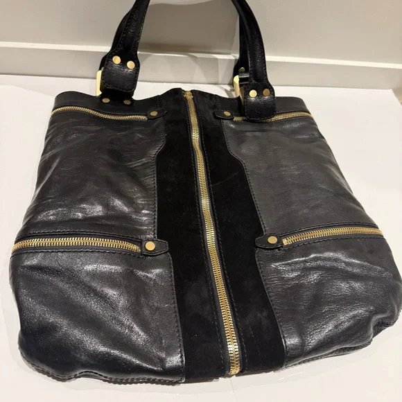 Jimmy Choo Black and Gold Leather Tote - Picture 5 of 8